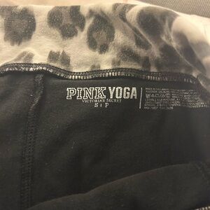 Victoria's Secret Black Leggings with Leopard Print Waistband